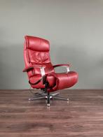 Nette rode elektrische leren relax fauteuil / relaxstoel XL, Huis en Inrichting, Fauteuils, Ophalen, Minder dan 75 cm, Zo goed als nieuw