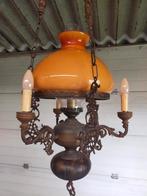 Antieke hanglamp met rookglas kap igs, Antiek en Kunst, Ophalen of Verzenden