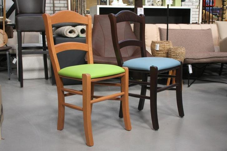 4 leuke hippe eetkamerstoelen keukenstoelen blauw & groen, Huis en Inrichting, Stoelen, Zo goed als nieuw, Vier, Hout, Leer, Blauw