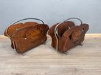 Vintage Houten Tijdschriftenhouders - Set van 2, F, F, Gebruikt, Ophalen of Verzenden