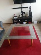 Glazen salon tafel, Huis en Inrichting, Tafels | Salontafels, Ophalen, Gebruikt, 50 tot 100 cm, Vierkant
