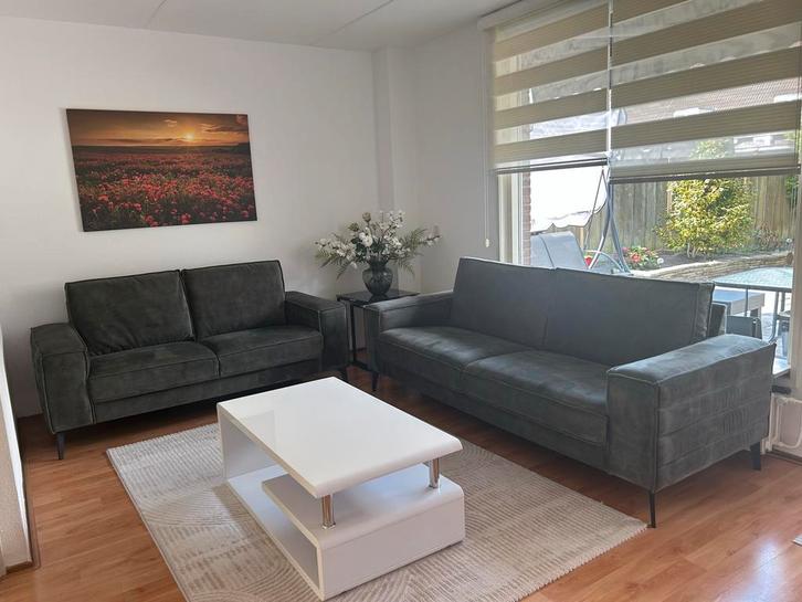 Bankstel 3 en 2 zits Portland, Huis en Inrichting, Banken | Bankstellen, Zo goed als nieuw, Rechte bank, Stof, Ophalen