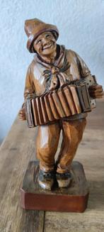 Houten muzikant accordeon vintage, Ophalen of Verzenden
