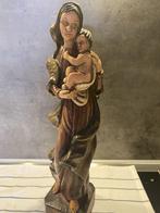 Vintage gesneden Maria&Baby Jezus houten beeld, polychroom, Ophalen of Verzenden