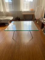 Glazen design salontafel Beek Maupertuus, Huis en Inrichting, 100 tot 150 cm, Zo goed als nieuw, Minder dan 50 cm, Rechthoekig