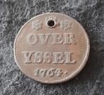 duit Overijssel 1764 kleine cijfers en gaatje, Postzegels en Munten, Munten | Nederland, Ophalen of Verzenden, Vóór koninkrijk