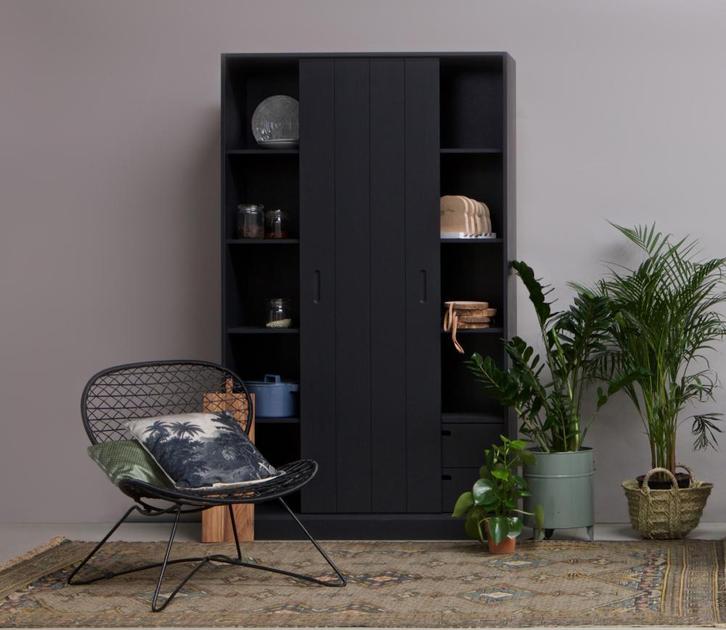 WOOOD  schuifdeurkast Move zwart, Huis en Inrichting, Kasten | Lockerkasten, Zo goed als nieuw, Ophalen