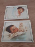 twee ingelijste oude babyprenten van Bessie Pease Gutmann, Antiek en Kunst, Curiosa en Brocante, Ophalen of Verzenden