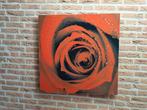 print rode roos op hout, Antiek en Kunst, Kunst | Schilderijen | Abstract, Ophalen