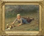 ===J H Otterbeek 1839-1902 === "het gevallen meisje" ===, Antiek en Kunst, Kunst | Schilderijen | Klassiek, Ophalen