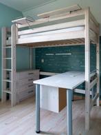 Witte hoogslaper met bureau, ladekast en plank, Huis en Inrichting, Slaapkamer | Stapelbedden en Hoogslapers, Ophalen, Hoogslaper