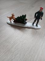 Kerstdorp man met kerstboom en hond, Ophalen of Verzenden, Zo goed als nieuw