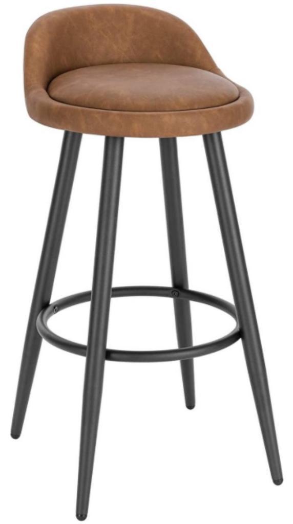 Leren Barkruk, Huis en Inrichting, Barkrukken, Nieuw, Hout, Metaal, 1 kruk, Met voetsteun, Ophalen of Verzenden