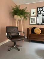 Leren vintage design stoel, donkerbruin, Huis en Inrichting, Ophalen of Verzenden