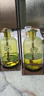 Antieke olielampen groen glas( gemerkt), Antiek en Kunst, Antiek | Lampen, Ophalen of Verzenden