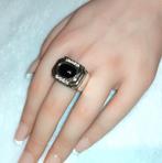 Ring vintage met hematiet en diamantjes, Nieuw, 17 tot 18, Dame, Met edelsteen