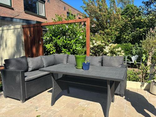 Loungeset AGERMOSE. Nette loungeset/tuinset zwart, Tuin en Terras, Tuinsets en Loungesets, Zo goed als nieuw, 6 zitplaatsen, Bank