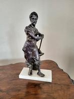 Bronzen metaalbewerker incl voet 32 cm hoog, Ophalen of Verzenden