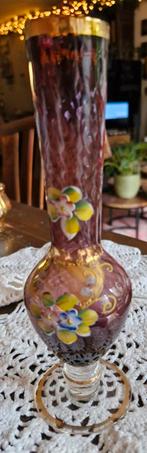 vintage, bohemian amethistpaarse glazen knopvaas., Antiek en Kunst, Antiek | Glas en Kristal, Ophalen of Verzenden