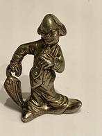 Zilverkleurig metalen beeldje van een clown, Ophalen of Verzenden, Zo goed als nieuw, Mens