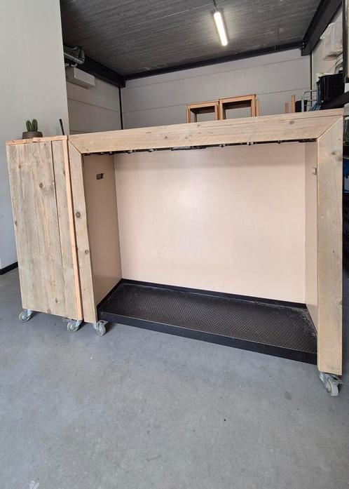 Kapstok / garderobe kast steigerhout verrijdbaar, Huis en Inrichting, Woonaccessoires | Kapstokken, Overige typen, 100 tot 150 cm