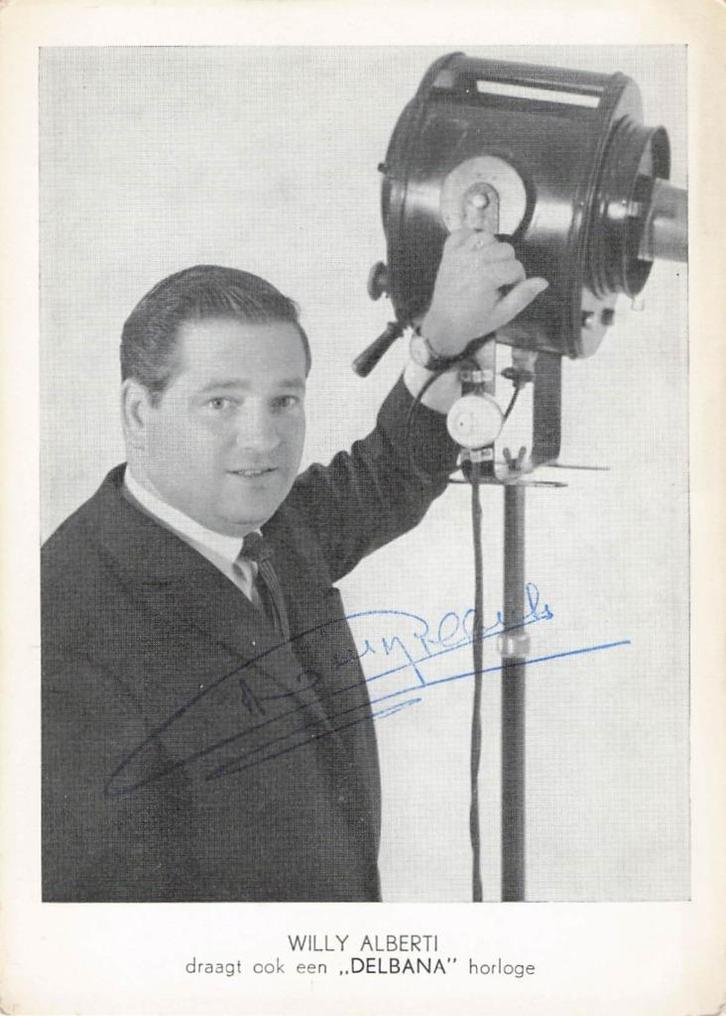 AZ081 Willy Alberti met handtekening horloge reclame, Verzamelen, Ansichtkaarten | Nederland, Ongelopen, Zuid-Holland, 1960 tot 1980