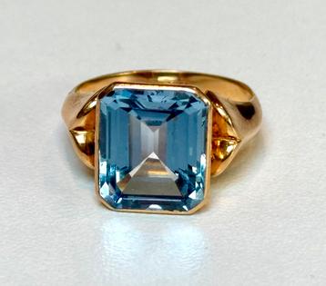 Prachtige 18K gouden vintage ring met blauwe Spinel 4,50ct! beschikbaar voor biedingen