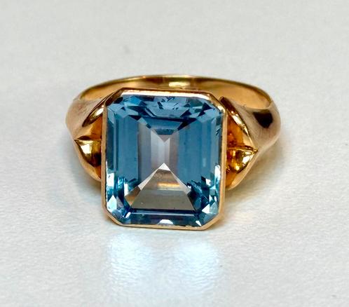Prachtige 18K gouden vintage ring met blauwe Spinel 4,50ct!, Sieraden, Tassen en Uiterlijk, Ringen, Dame, 17 tot 18, Goud, Met edelsteen