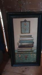 Schilderij met Boeken in Zwarte Lijst, Antiek en Kunst, Ophalen of Verzenden