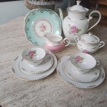 Schattig rozen thee set voor twee beschikbaar voor biedingen