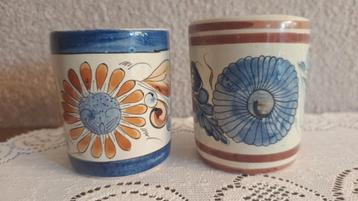 Twee vintage potjes met retro print | Mexico  beschikbaar voor biedingen