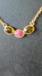 Fraaie zilver vergulde ketting met Multi Toermalijn, Verzenden, Nieuw, Met edelsteen, Goud