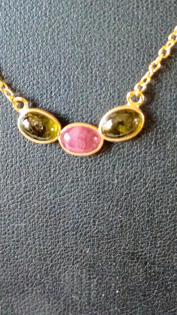 Fraaie zilver vergulde ketting met Multi Toermalijn, Sieraden, Tassen en Uiterlijk, Kettingen, Nieuw, Zilver, Goud, Met edelsteen