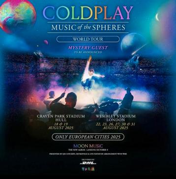 Coldplay tickets Londen, sta- en zitplaatsen 27-8-25 beschikbaar voor biedingen