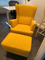 IKEA STRANDMON Fauteuil met oorleuningen, Skiftebo geel, Ophalen, Gebruikt, 75 tot 100 cm, Traditioneel