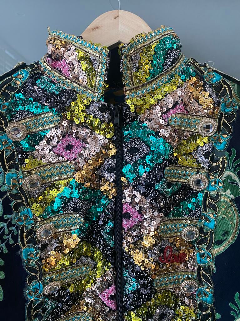 Prachtig dames jas  met pailletten -  mt 4xl, Carnaval, Maat 46/48 (XL) of groter, Ophalen of Verzenden, Zo goed als nieuw