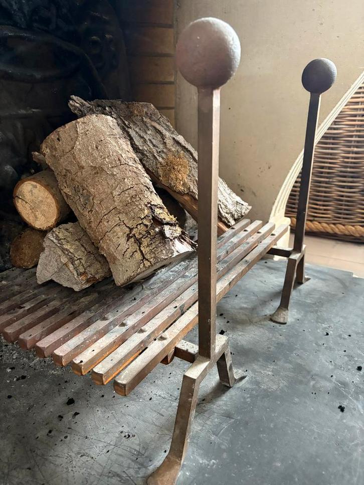 Gietijzeren Haardset (antiek): Scherm & Rooster, Huis en Inrichting, Haarden, Gebruikt, Ophalen