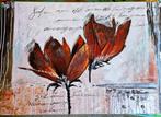 uniek olieverf schilderij met roestbruin gekleurde bloemen, Antiek en Kunst, Kunst | Schilderijen | Klassiek, Ophalen