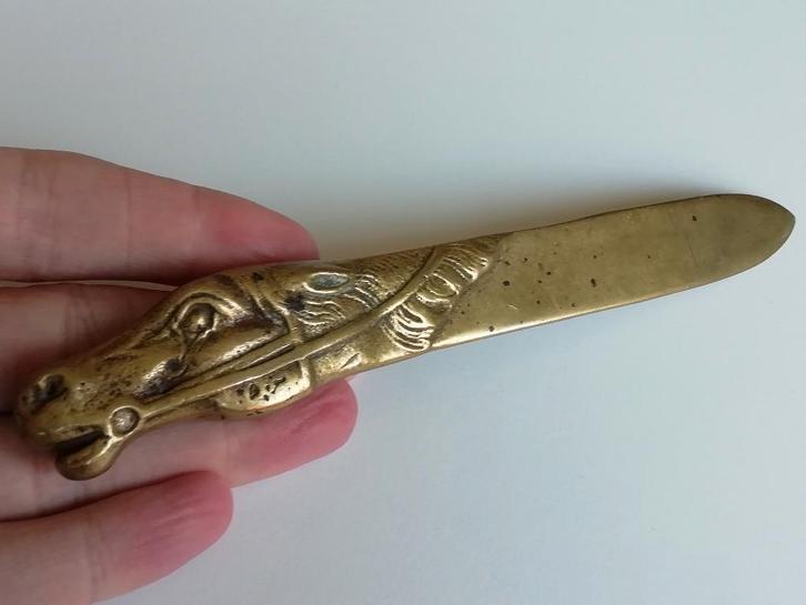 bronzen brief opener met hoofd van een paard, Antiek en Kunst, Antiek | Koper en Brons, Brons, Ophalen