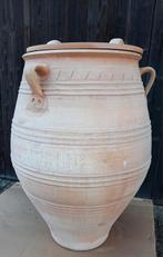4* Griekse keramische terracotta pot met deksel handmade, Ophalen, 40 cm of meer, Rond, Nieuw