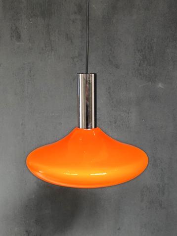 Vintage Glazen Oranje Hanglamp 1970's beschikbaar voor biedingen
