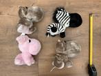 4 nieuwe zgan Big Headz knuffels zebra neushoorns, varken, Ophalen, Nieuw, Overige typen