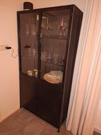 Industriële vitrinekast - zwart- metaal, Huis en Inrichting, Ophalen, Met deur(en), 50 tot 100 cm, Zo goed als nieuw