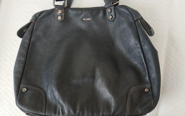 Picard, Prachtige en ruime hand/schouder tas - d.grijs, ZGAN, Sieraden, Tassen en Uiterlijk, Tassen | Damestassen, Zo goed als nieuw