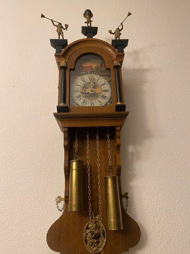 Antieke Koekoeksklok met Houten Beelden, Antiek en Kunst, Antiek | Klokken, Ophalen of Verzenden