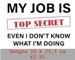 Strijk applicaties grappige tekst: "My job is top secret", Ophalen of Verzenden, Nieuw, Overige applicaties