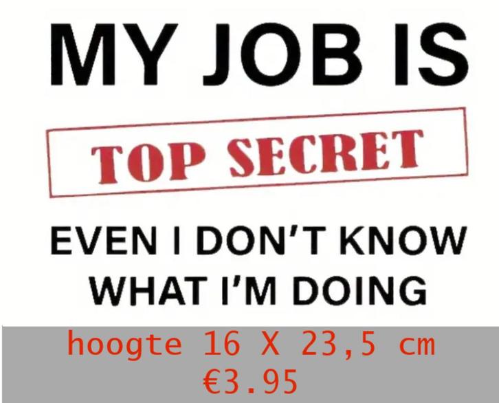 Strijk applicaties grappige tekst: "My job is top secret", Hobby en Vrije tijd, Kledingapplicaties en Hotfix, Nieuw, Overige applicaties