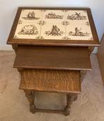 Mooie bijzettafeltjes met tegeltjes, Minder dan 55 cm, Gebruikt, Rond, Ophalen