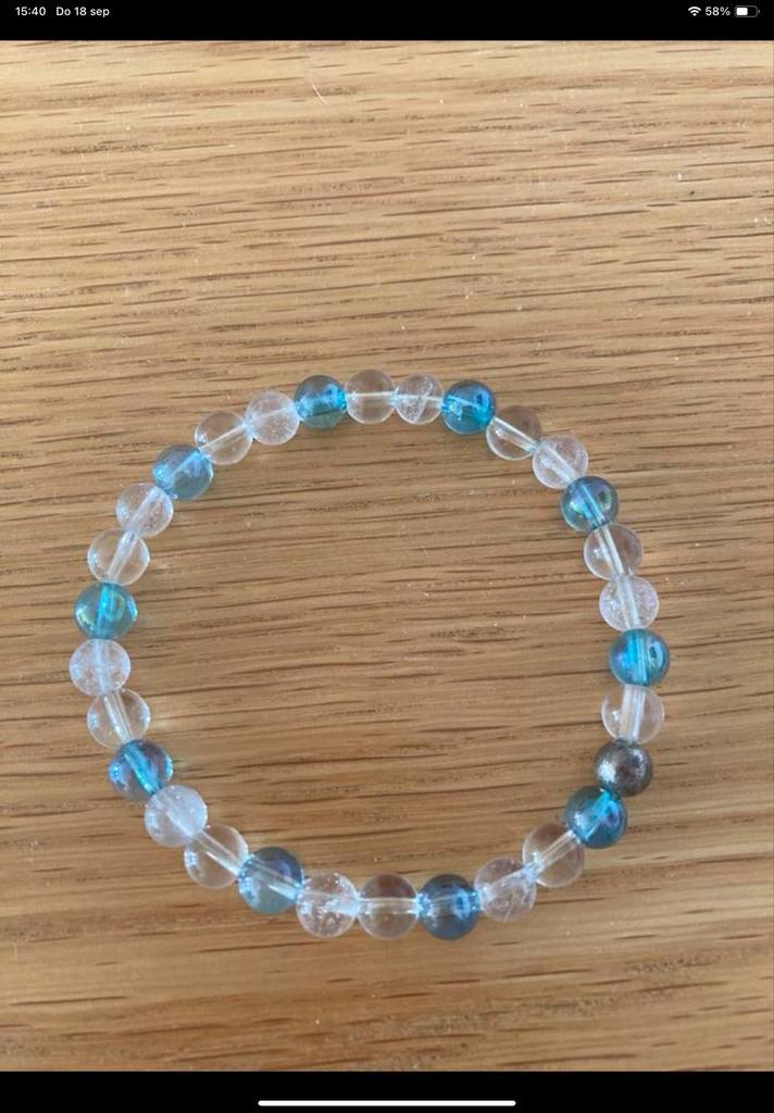 Aquamarijn & Bergkristal Armband - Nieuw!, Sieraden, Tassen en Uiterlijk, Armbanden, Nieuw, Overige materialen, Blauw, Met edelsteen