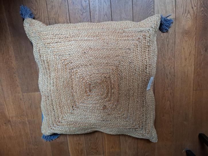 Groot sierkussen Riviera Maison, Huis en Inrichting, Woonaccessoires | Kussens, Zo goed als nieuw, Blauw, Vierkant, Ophalen of Verzenden